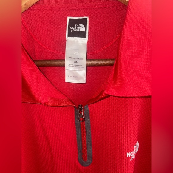 The North Face Mens Vapor Wick Red Short Sleeve Tennis Tail Polo Shirt Size L - Picture 3 of 9